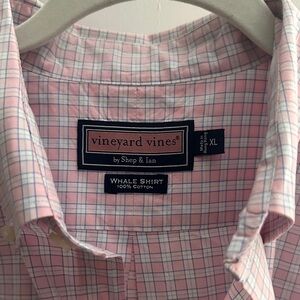 Vineyard Vines Men's Pink and Blue Plaid Shirt